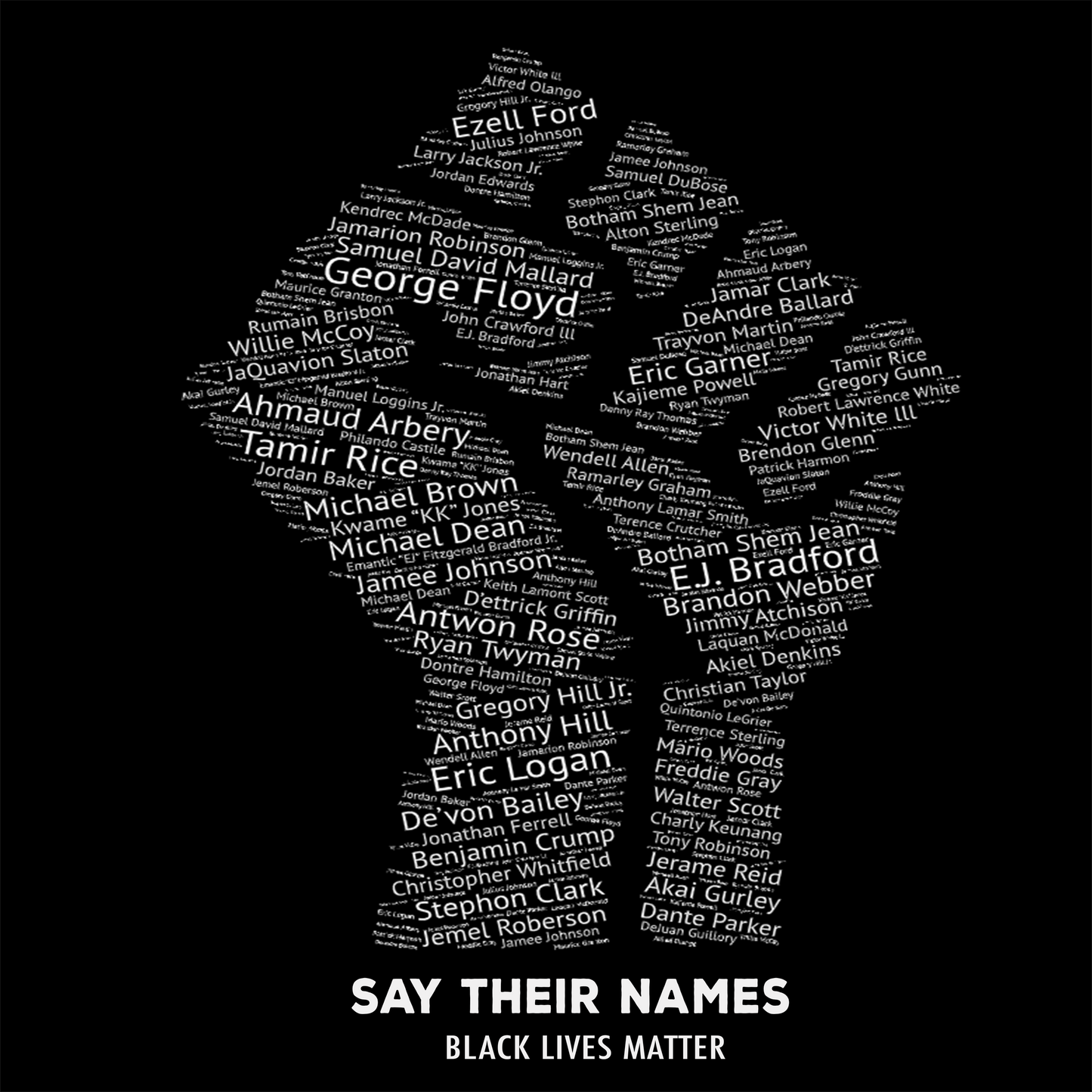 Say Their Names Black Lives Matter African American BLM Protest Women's Racerback Tank Top