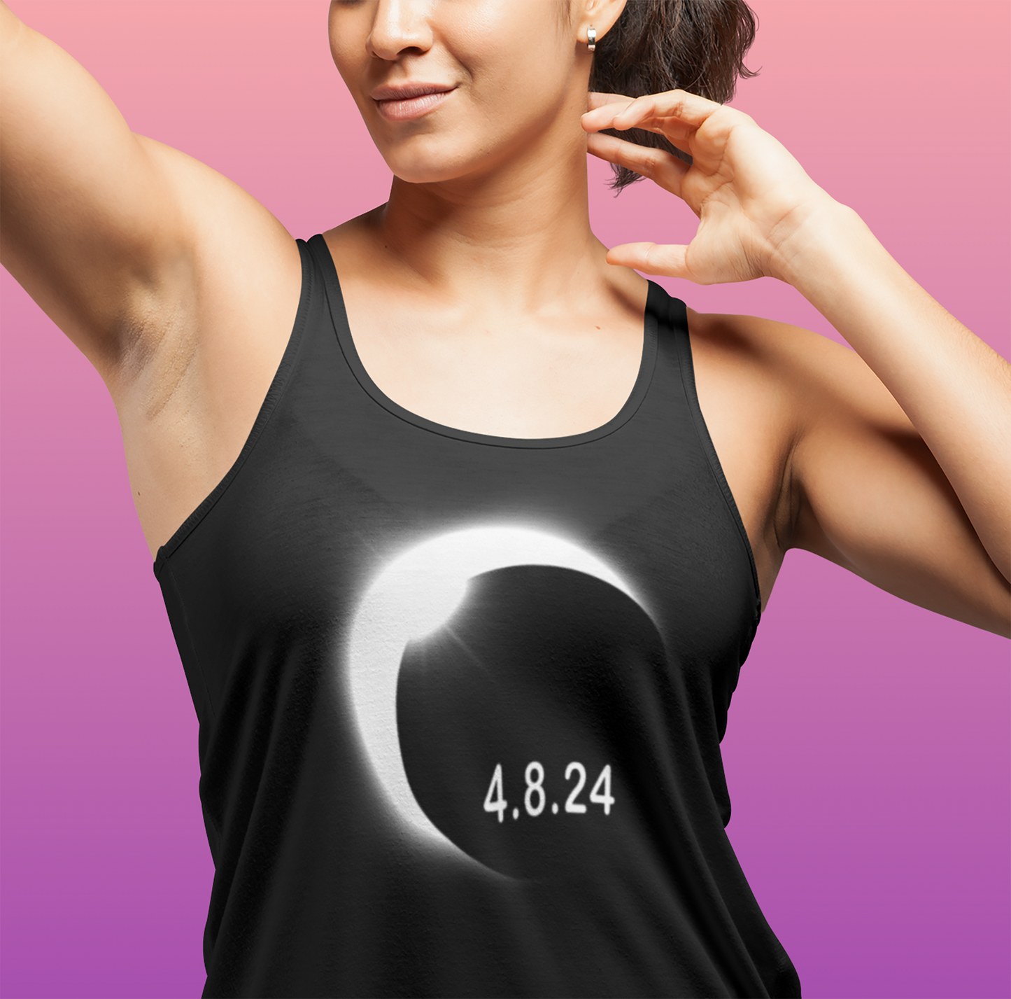 2024 Solar Eclipse Souvenir Memento April 8 Women's Racerback Tank Top