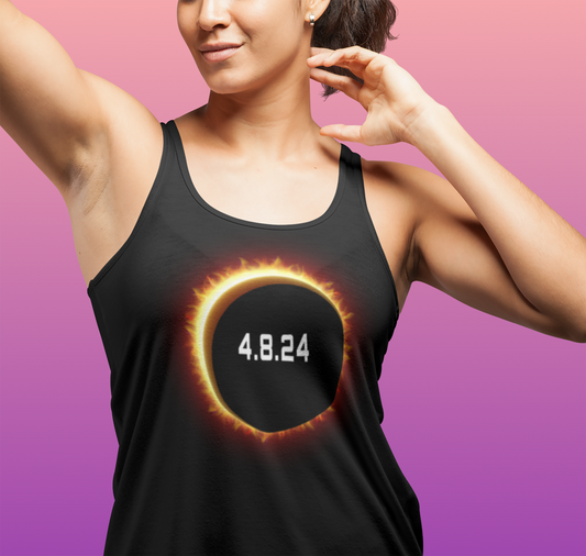 2024 Solar Eclipse Souvenir Memento April 8 Women's Racerback Tank Top