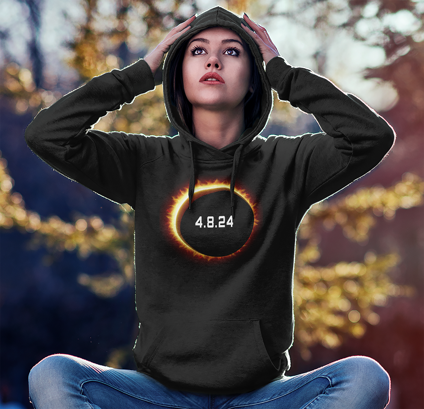 2024 Solar Eclipse Souvenir Memento April 8 Unisex Hoodie Top Sweatshirt