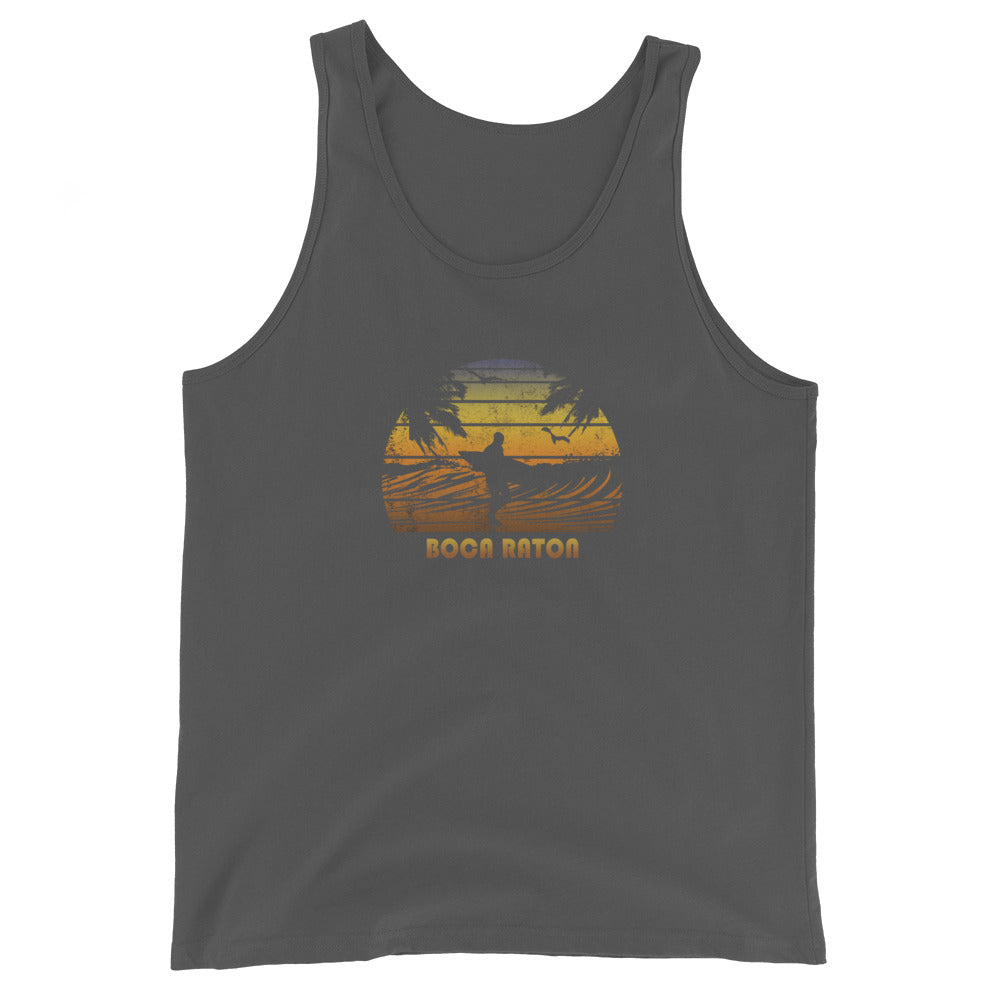 Retro Boca Raton Florida Surfing Fan Surfer Beach Sunset Souvenir Unisex Tank Top