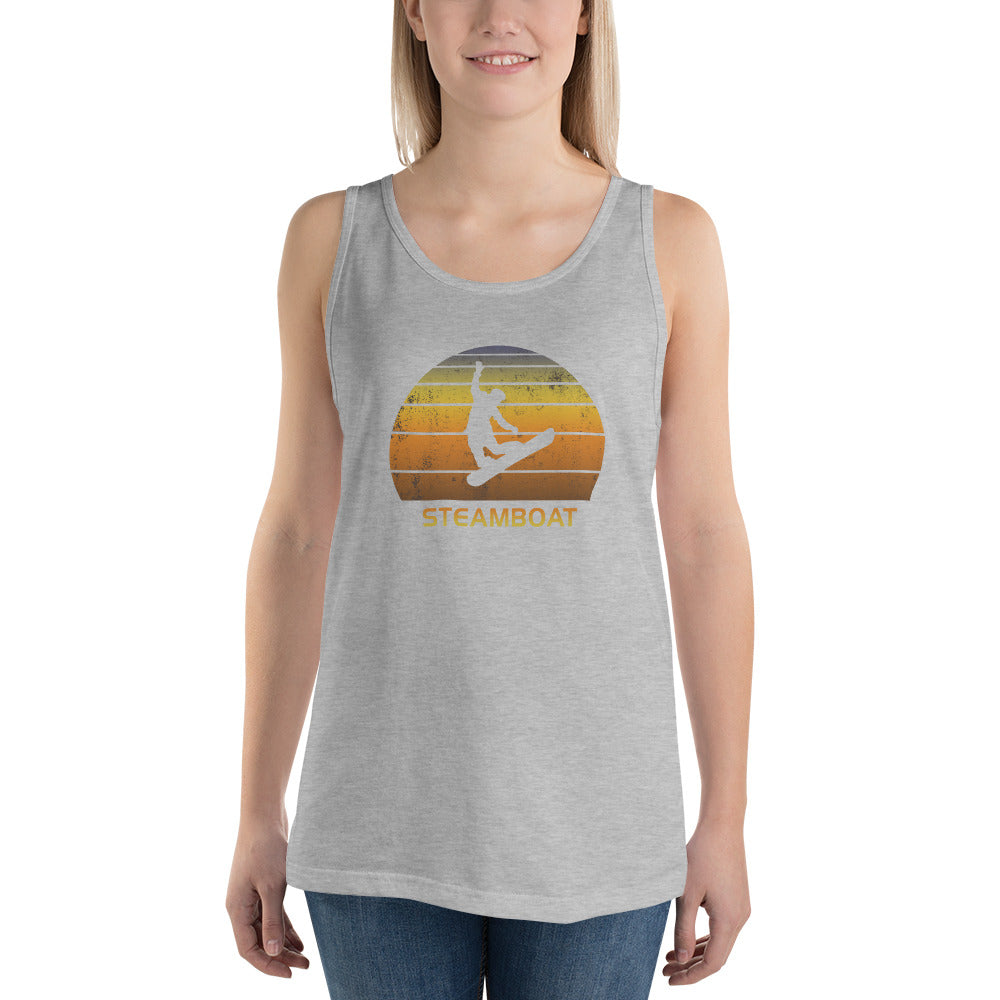 Retro Steamboat Colorado Snowboarding Fan Unisex Tank Top