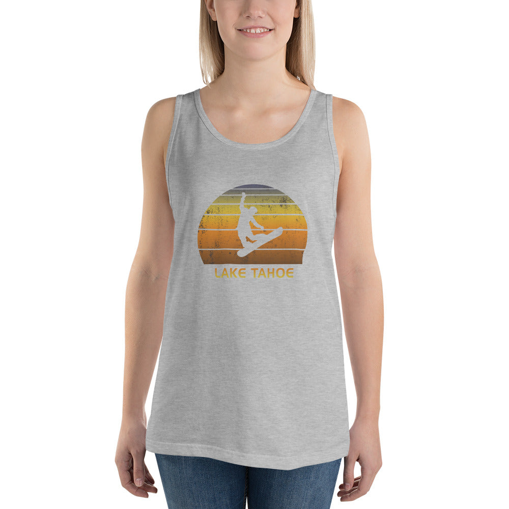 Retro Lake Tahoe California Snowboarding Fan Unisex Tank Top