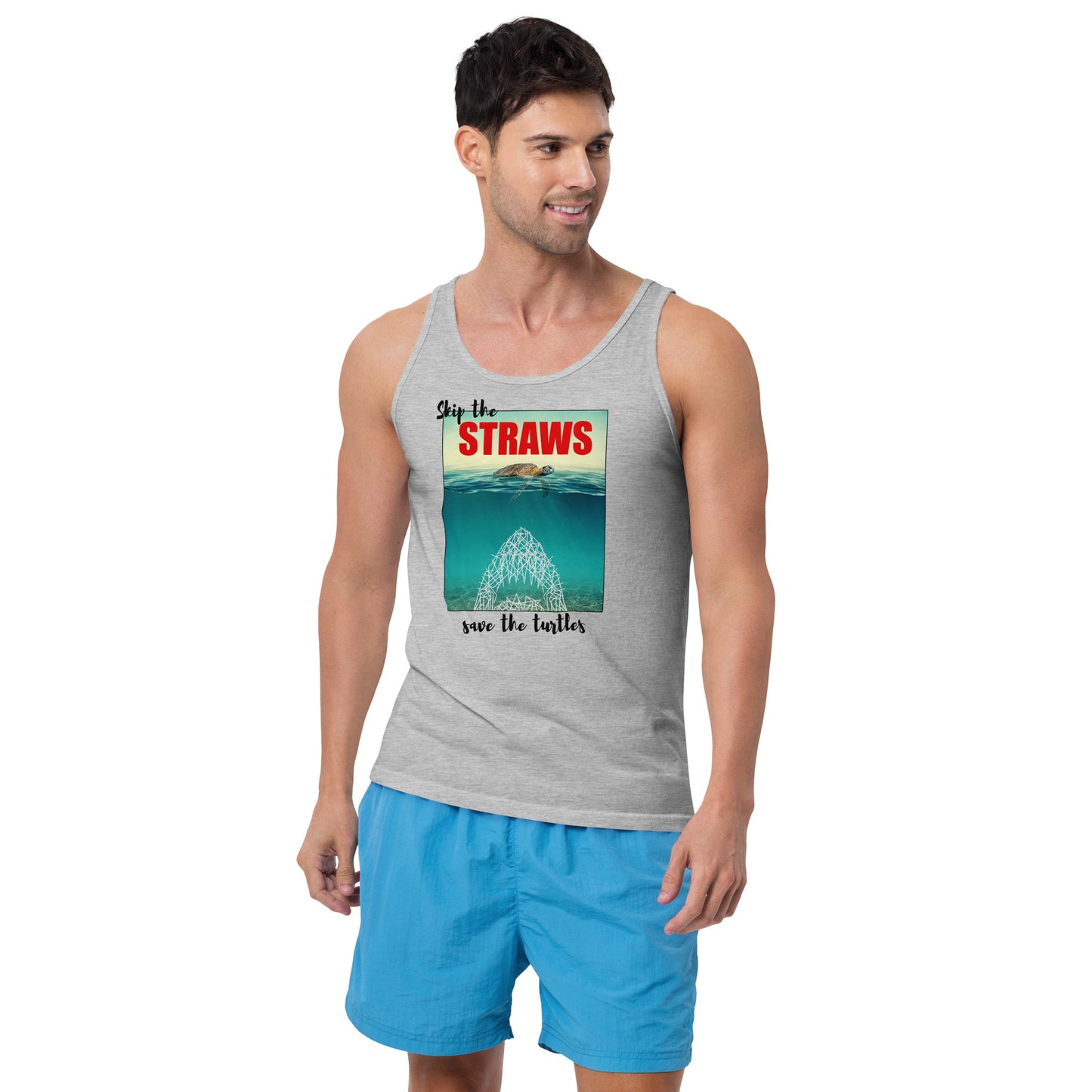 Skip The Straw Save The Turtles Climate Awareness Unisex Tank Top