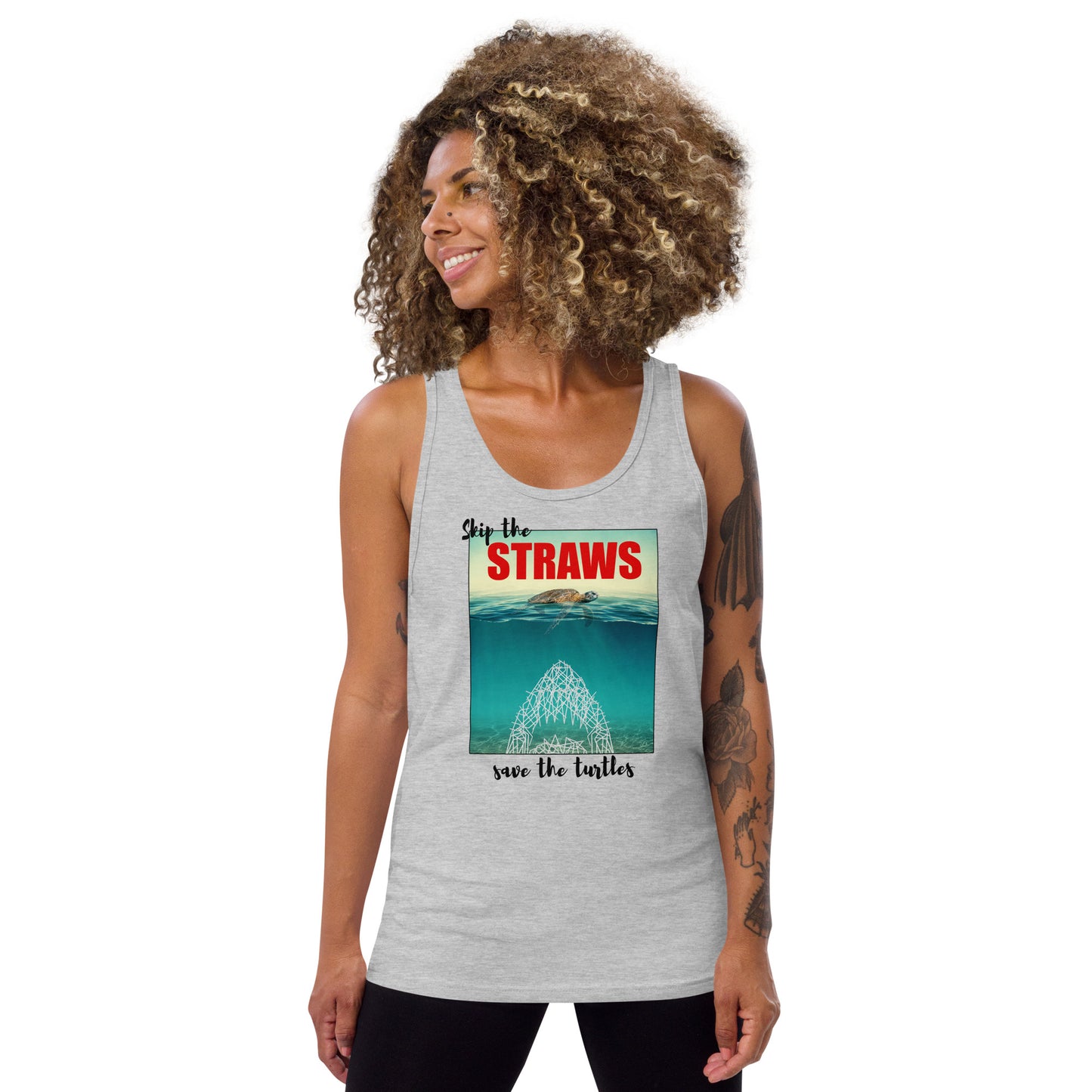 Skip The Straw Save The Turtles Climate Awareness Unisex Tank Top