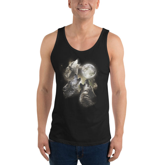 Cool Wolves Howl At The Moon Artistic Wolf Fan Unisex Tank Top