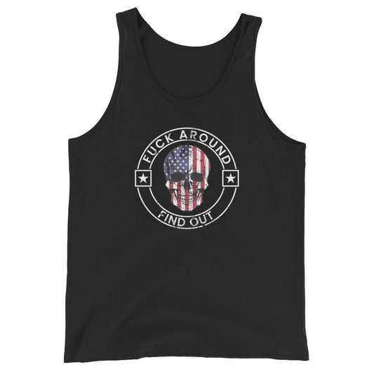 Funny Fuck Around & Find Out FAFO Vulgar Quote 4th Of July USA Flag Unisex Tank Top
