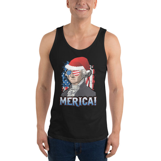 Funny President George Washington Merica Christmas Political USA Flag Unisex Tank Top