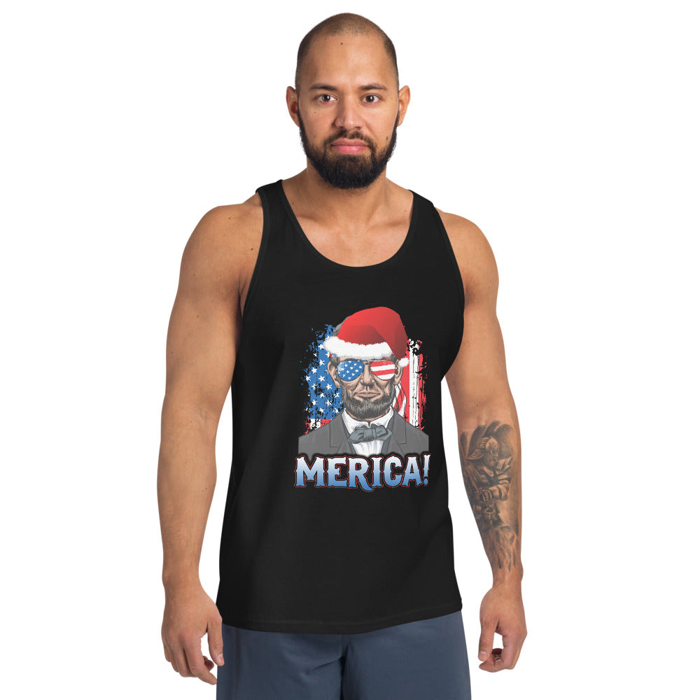 Funny President Abraham Lincoln Merica Christmas Political USA Unisex Tank Top