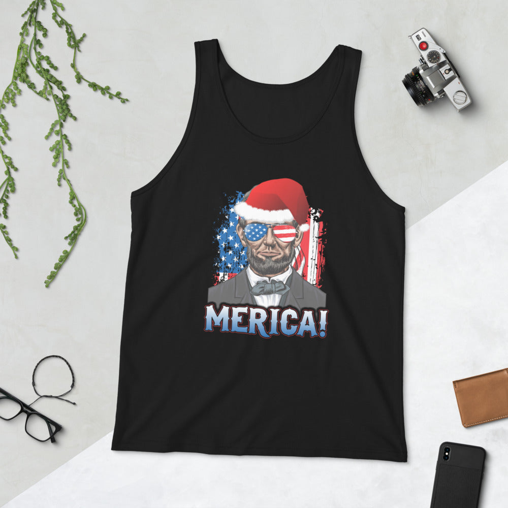 Funny President Abraham Lincoln Merica Christmas Political USA Unisex Tank Top