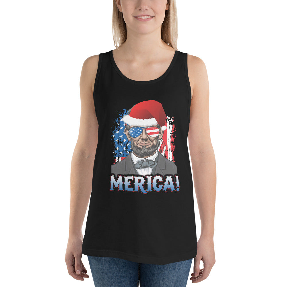 Funny President Abraham Lincoln Merica Christmas Political USA Unisex Tank Top