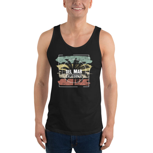 Cool Del Mar California Beach Palm Tree Vacation Souvenir Unisex Tank Top