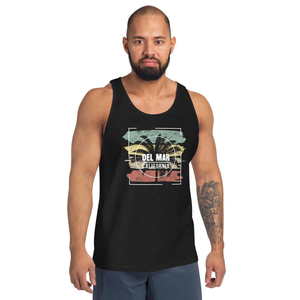 Cool Del Mar California Beach Palm Tree Vacation Souvenir Unisex Tank Top