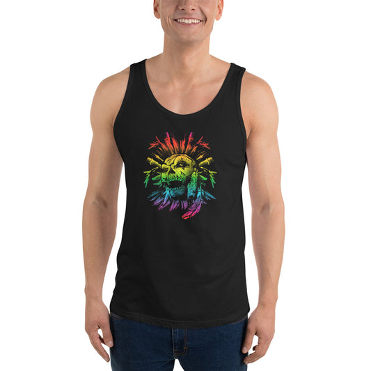 Cool Gay Pride Flag LGBTQ Skull Artistic Unisex Tank Top