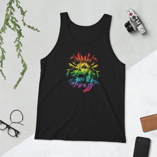 Cool Gay Pride Flag LGBTQ Skull Artistic Unisex Tank Top