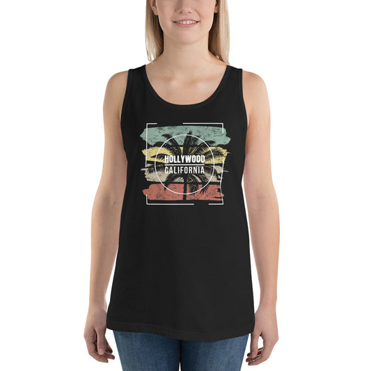 Cool Hollywood California  Palm Tree Vacation Souvenir Unisex Tank Top