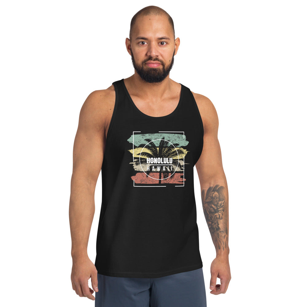 Cool Honolulu Oahu Hawaii Beach Palm Tree Vacation Souvenir Unisex Tank Top