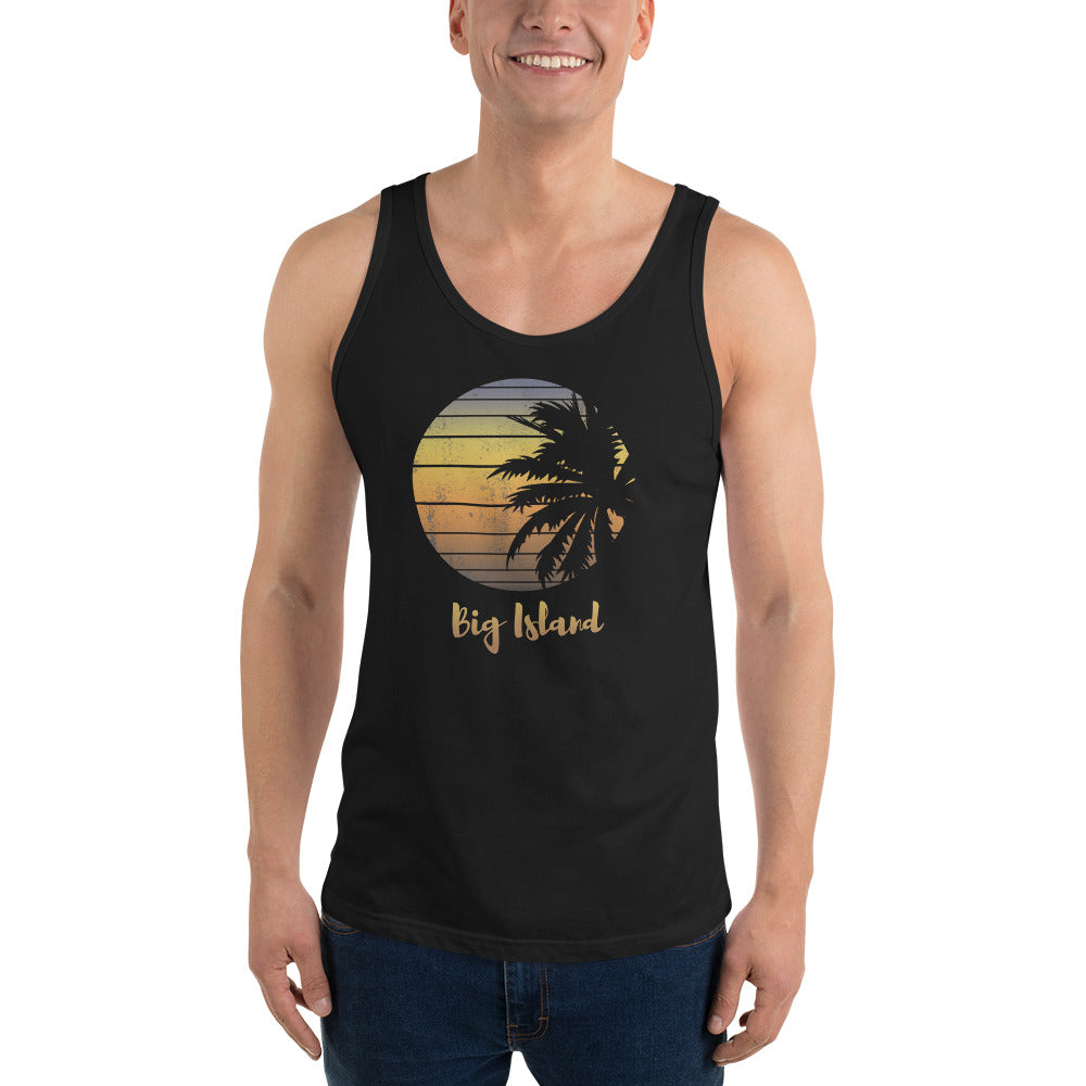 Retro Big Island Hawaii Beach Palm Tree Vacation Souvenir Unisex Tank Top