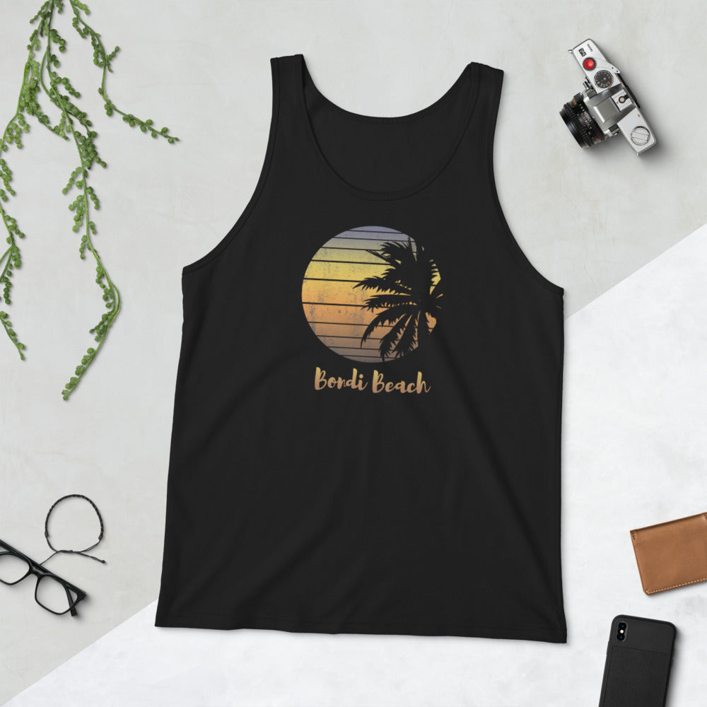 Retro Bondi Beach Australia Palm Tree Vacation Souvenir Unisex Tank Top