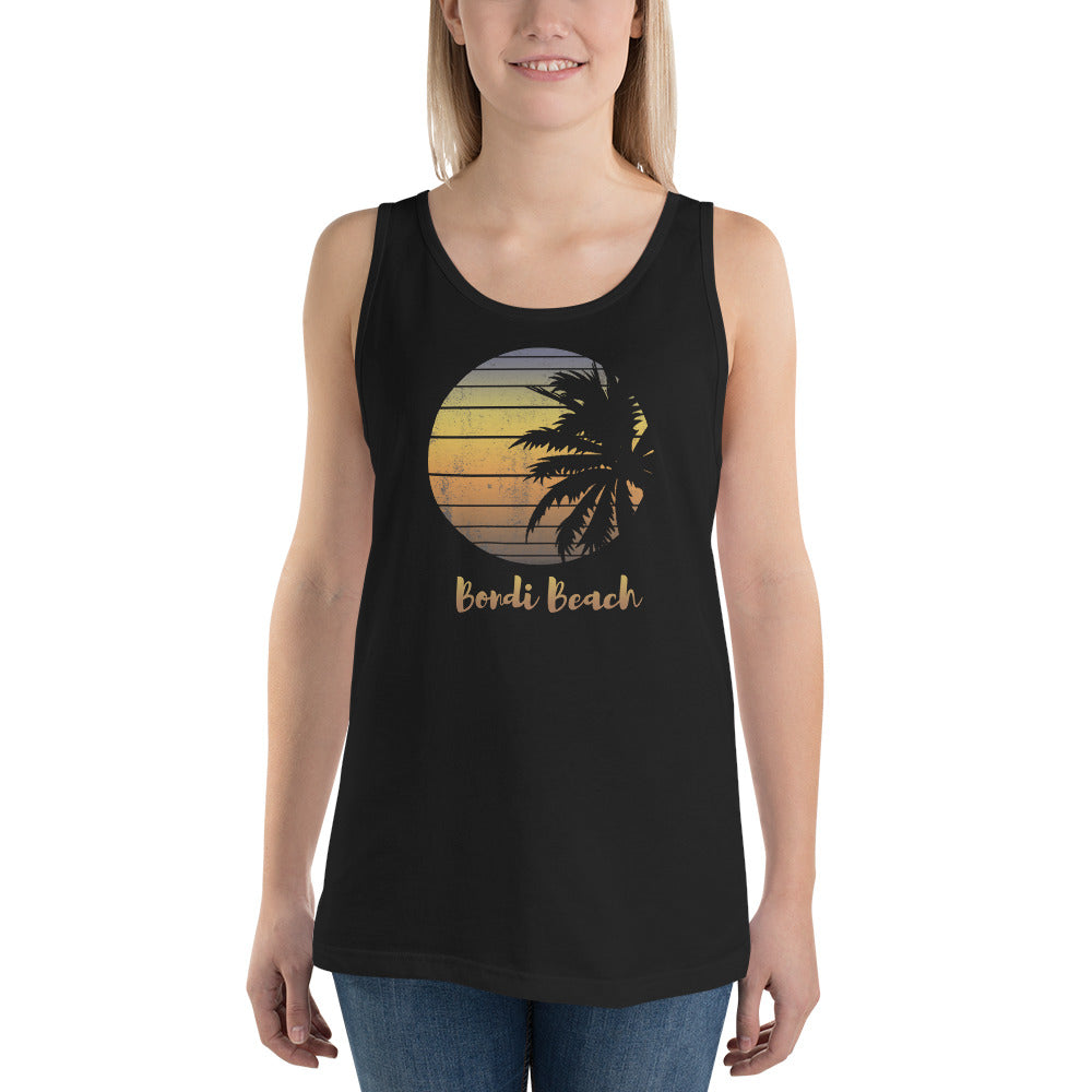 Retro Bondi Beach Australia Palm Tree Vacation Souvenir Unisex Tank Top