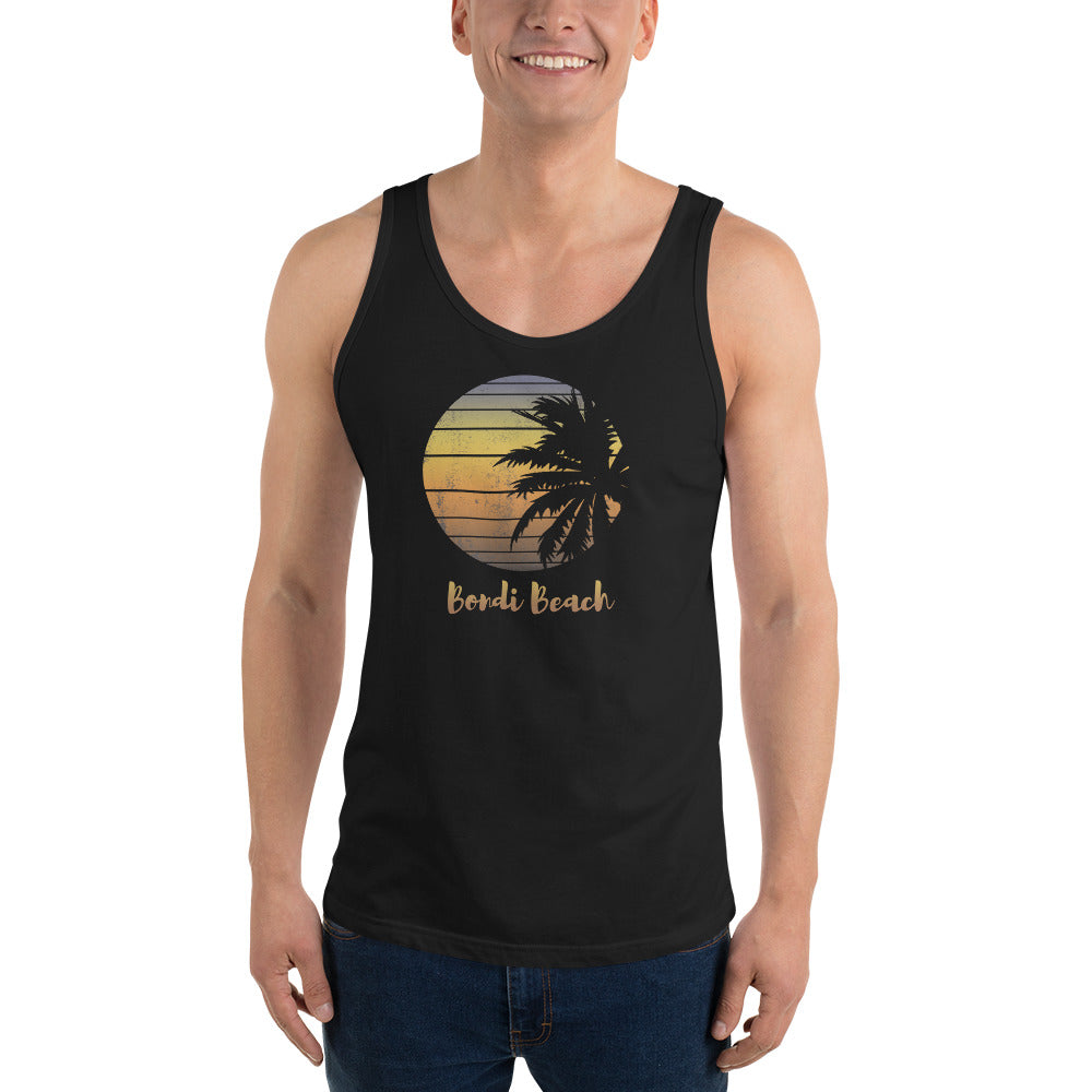 Retro Bondi Beach Australia Palm Tree Vacation Souvenir Unisex Tank Top