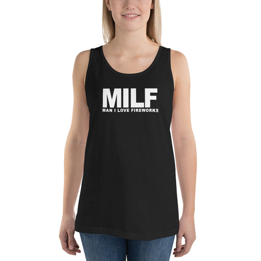 Funny MILF 4th Of July Fireworks Fan Quote Joke  Unisex Tank Top