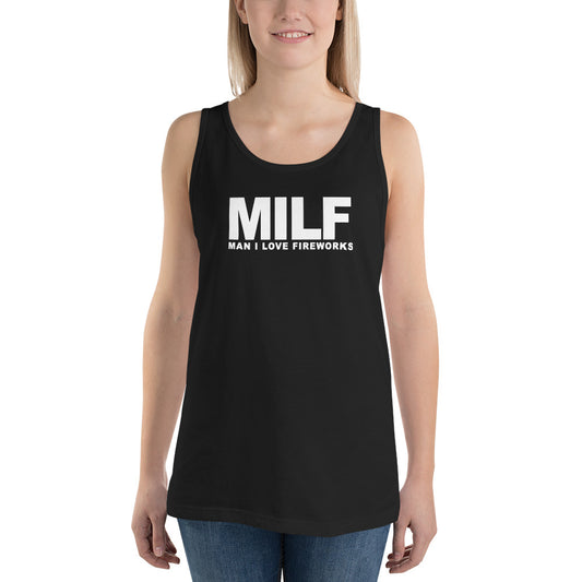 Funny MILF 4th Of July Fireworks Fan Quote Joke Unisex Tank Top