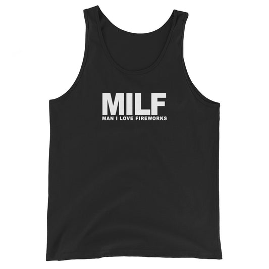 Funny MILF 4th Of July Fireworks Fan Quote Joke  Unisex Tank Top