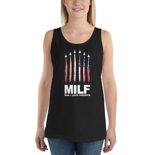 Funny MILF Military Service Freedom Joke USA Unisex Tank Top