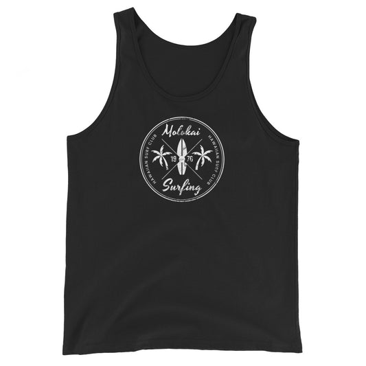 Retro Molokai Hawaii Surfing Fan Beach  Unisex Tank Top