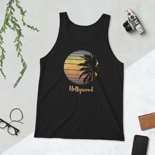 Retro Hollywood California Palm Tree Vacation Souvenir Unisex Tank Top