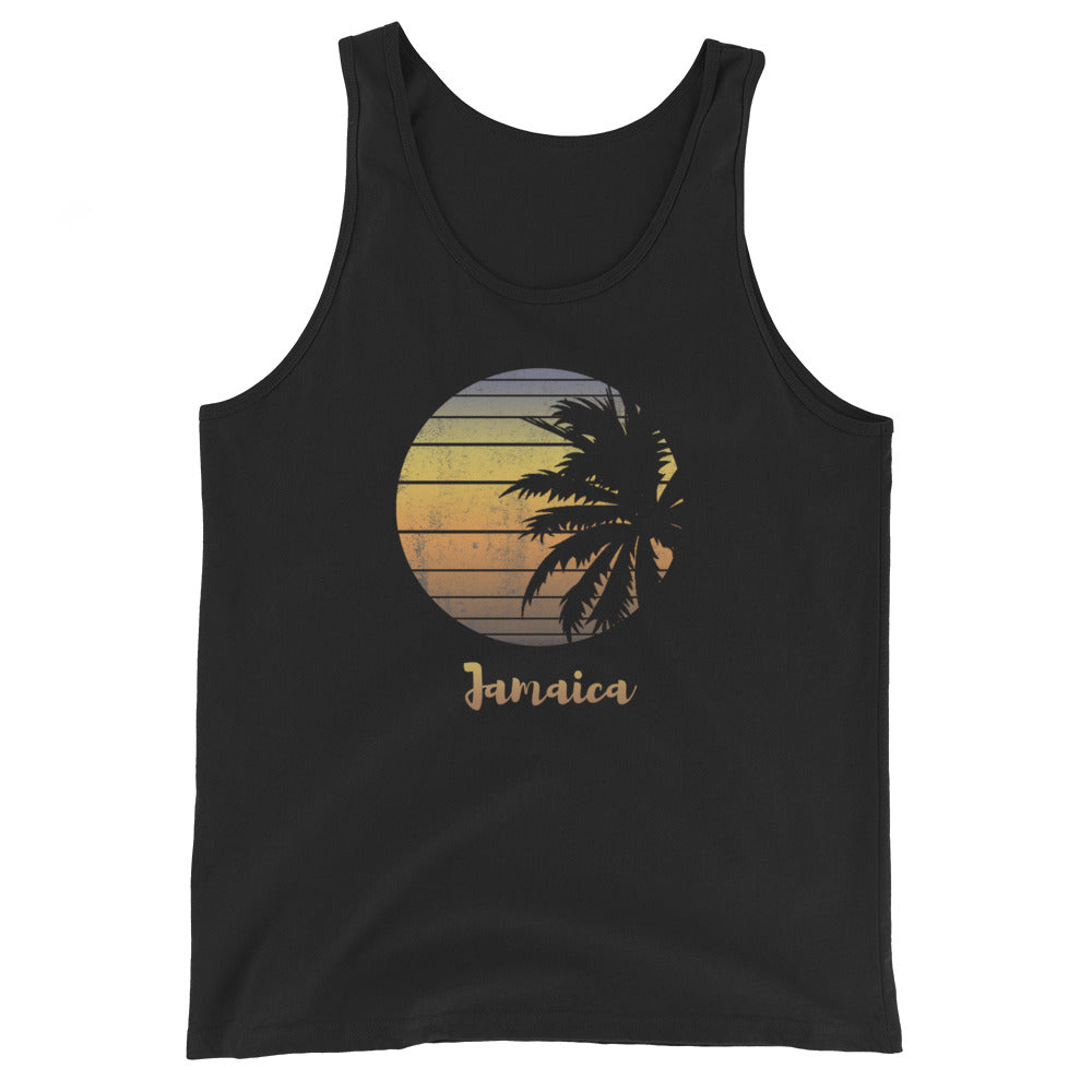 Retro Jamaica  Beach Palm Tree Vacation Souvenir Unisex Tank Top