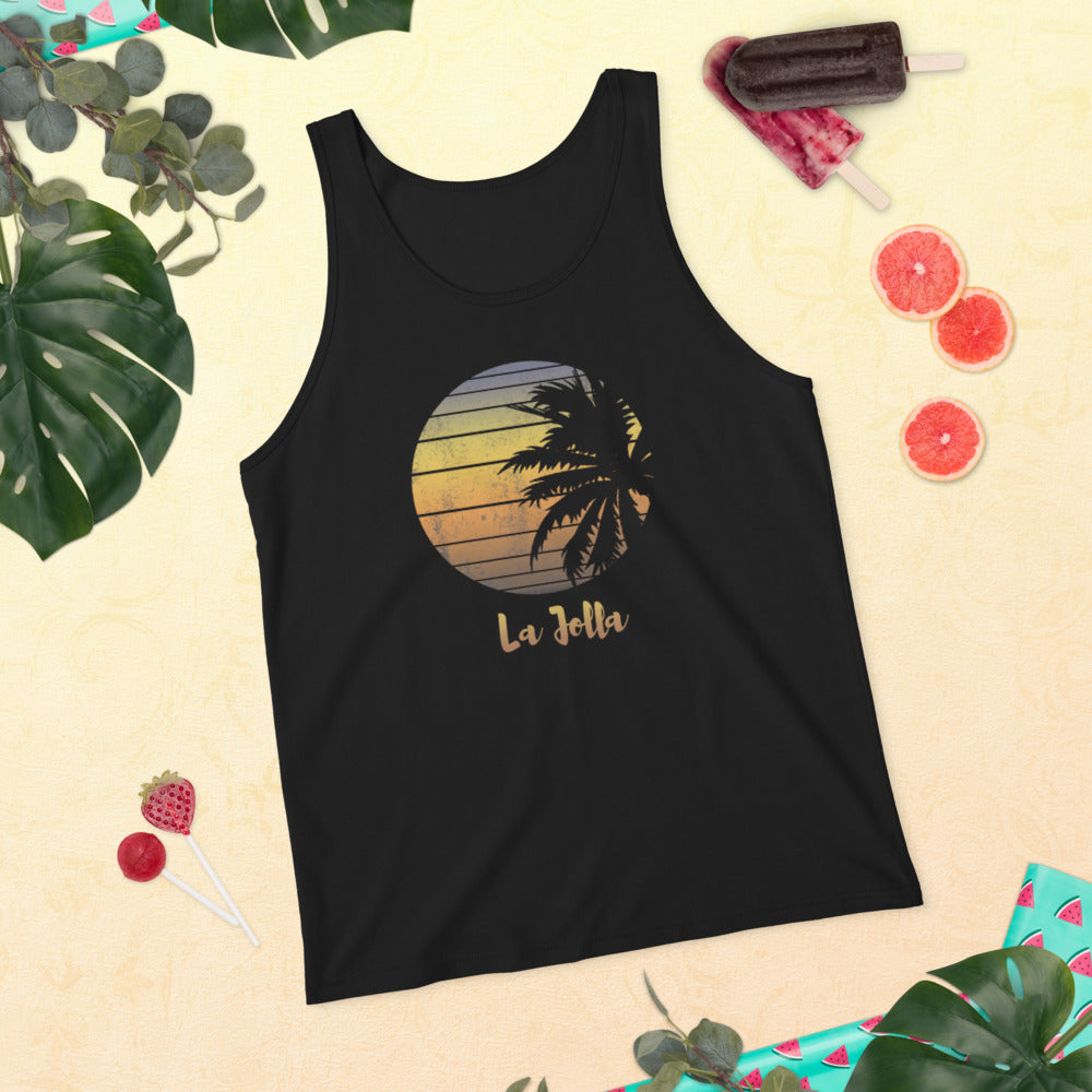 Retro La Jolla California Beach Vacation Souvenir Palm Tree Unisex Tank Top