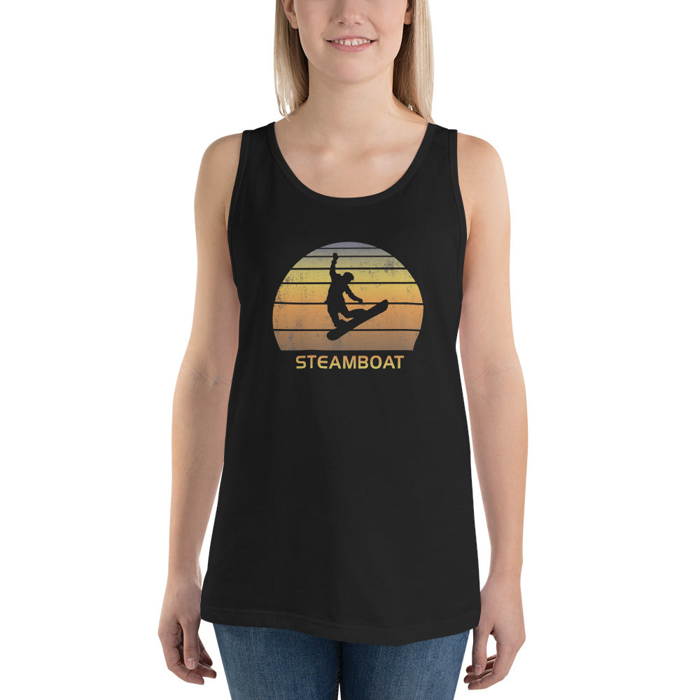 Retro Steamboat Colorado Snowboarding Fan Unisex Tank Top