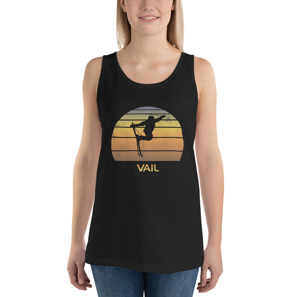 Cool Retro Vail Colorado Skiing Ski Fan Unisex Tank Top