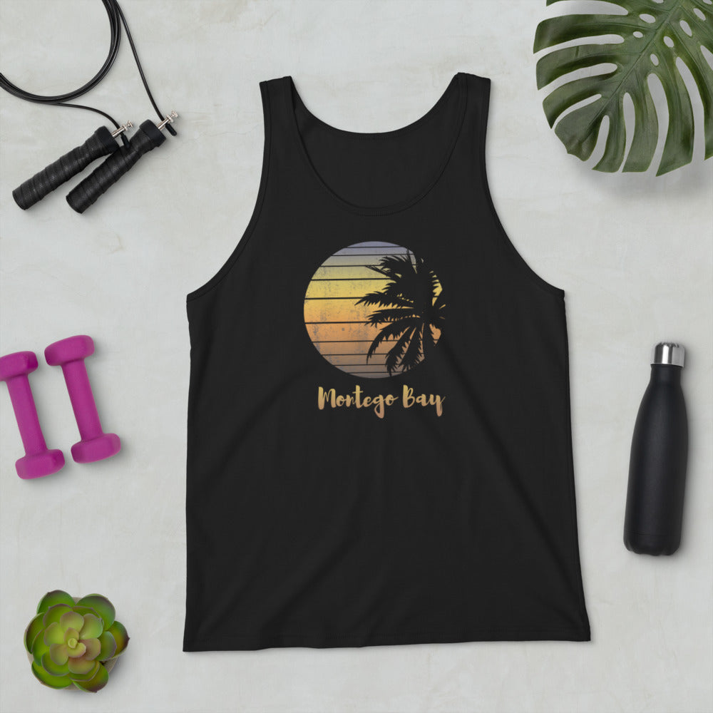 Retro Montego Bay Jamaica  Beach Palm Tree Vacation Souvenir Unisex Tank Top