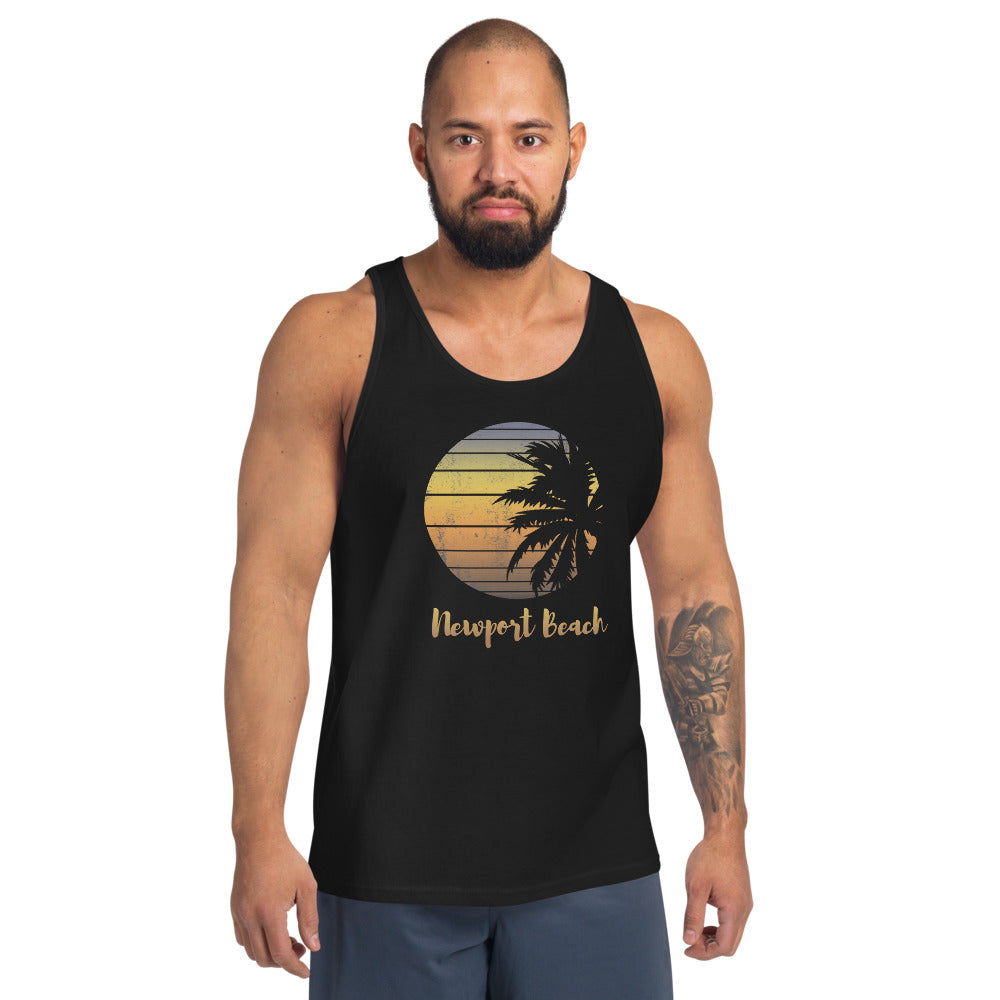 Retro Newport Beach California Cool Vacation Souvenir Palm Tree Unisex Tank Top