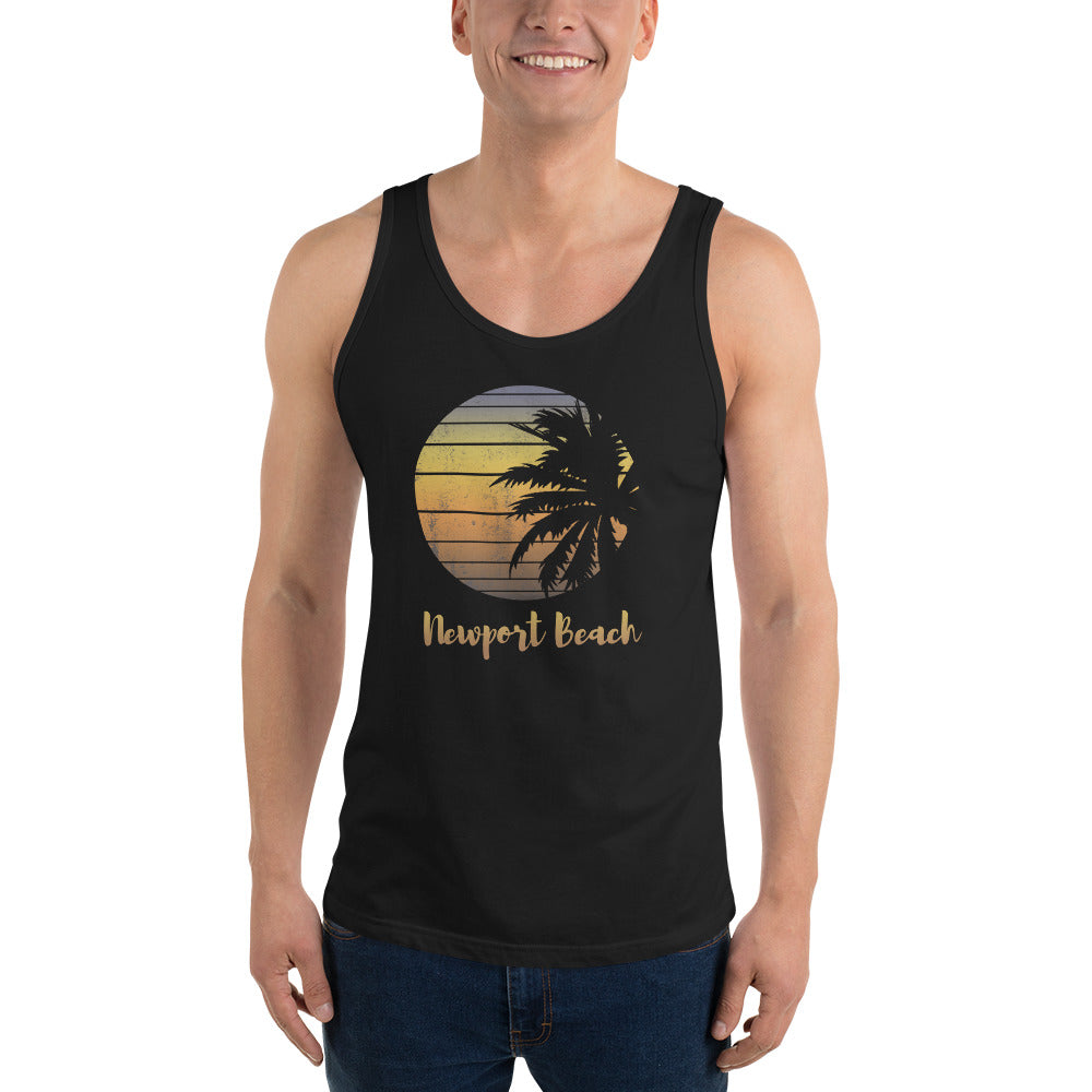 Retro Newport Beach California Cool Vacation Souvenir Palm Tree Unisex Tank Top