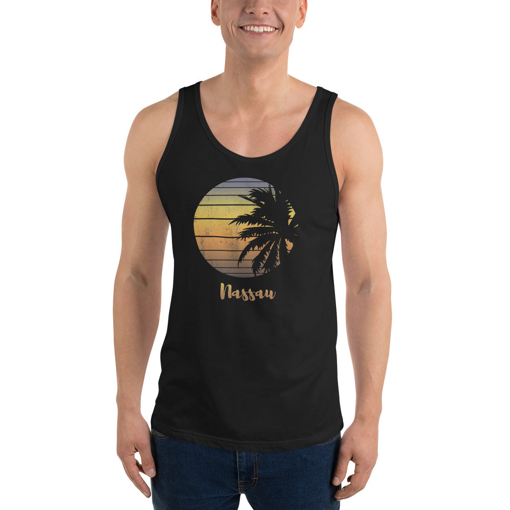 Retro Nassau Bahamas  Beach Palm Tree Vacation Souvenir Unisex Tank Top