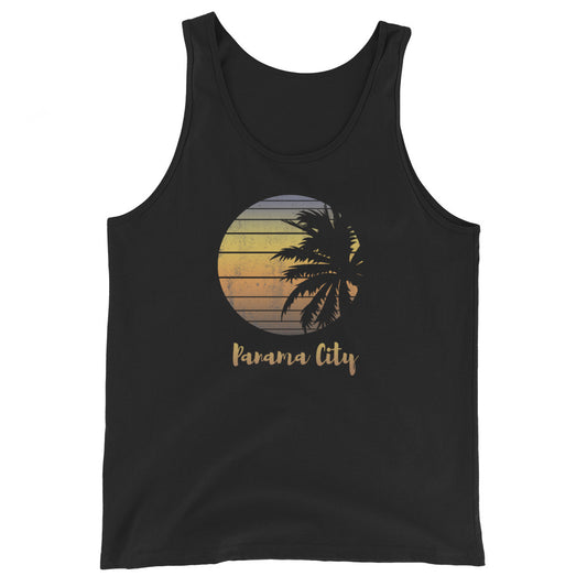 Retro Panama City Florida Beach Palm Tree Vacation Souvenir Unisex Tank Top