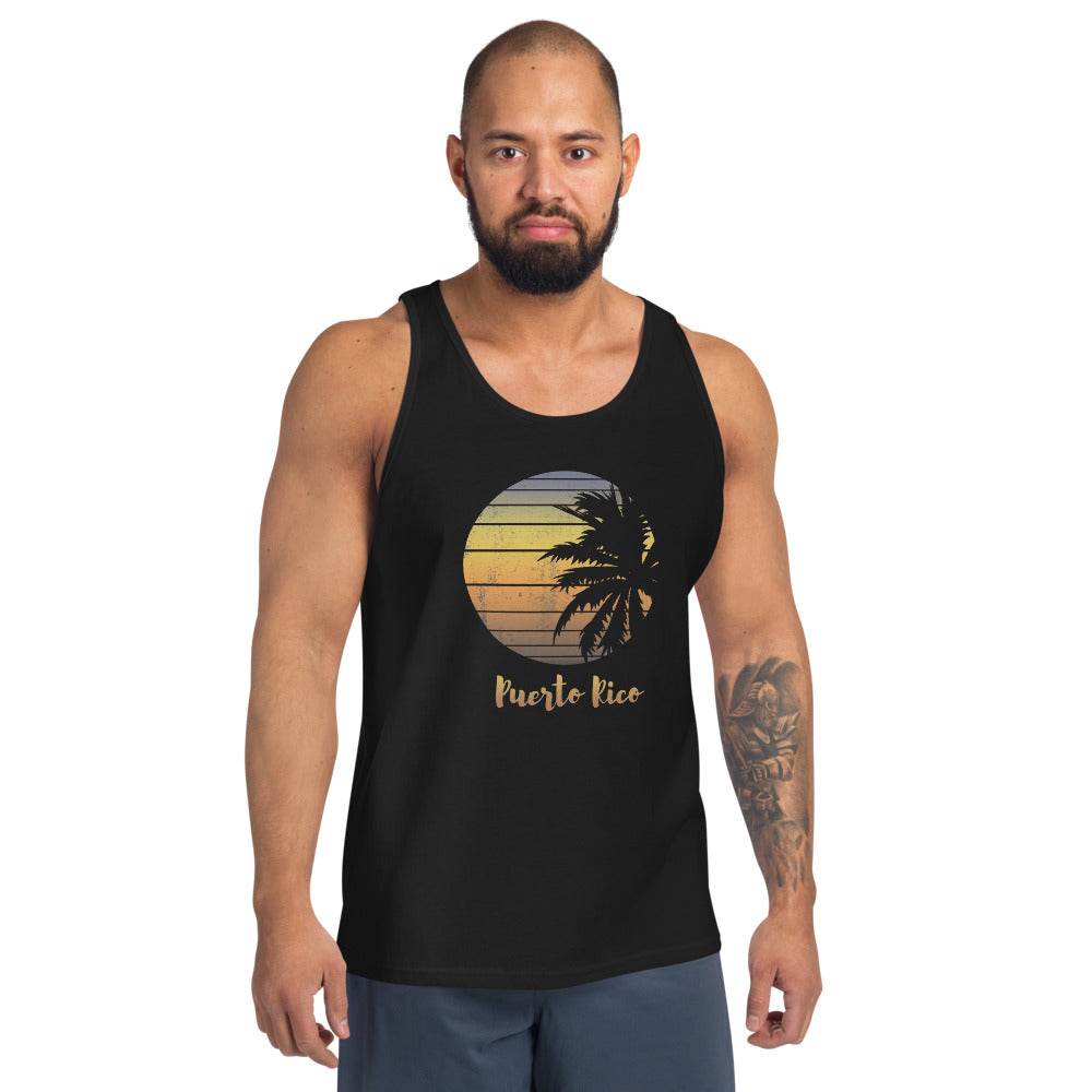 Retro Puerto Rico  Beach Palm Tree Vacation Souvenir Unisex Tank Top