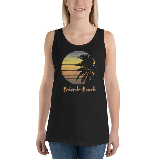 Retro Redondo Beach California Cool Vacation Souvenir Palm Tree Unisex Tank Top