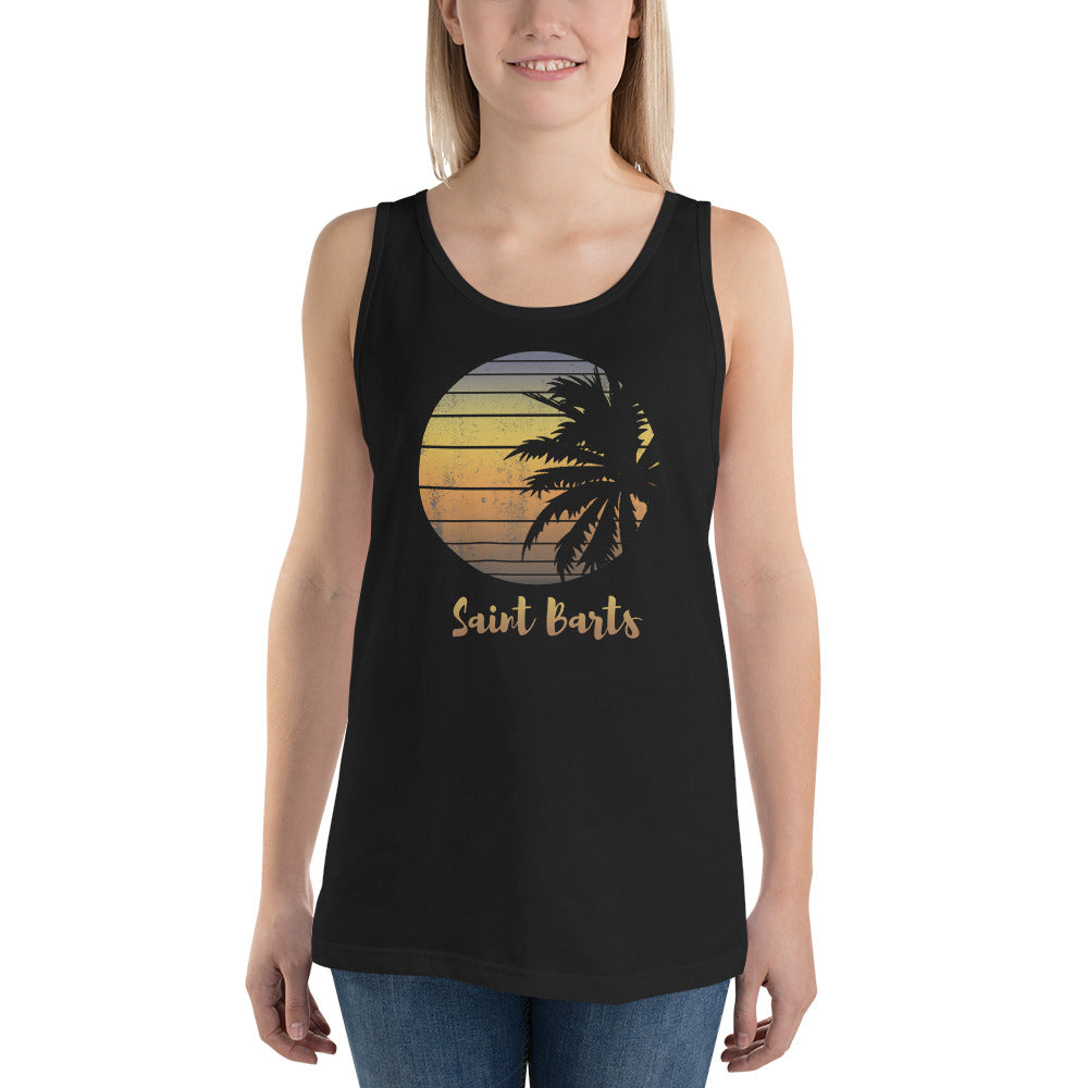 Retro Saint Barts  Beach Palm Tree Vacation Souvenir Unisex Tank Top