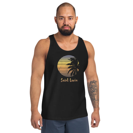 Retro Saint Lucia Beach Palm Tree Vacation Souvenir Unisex Tank Top