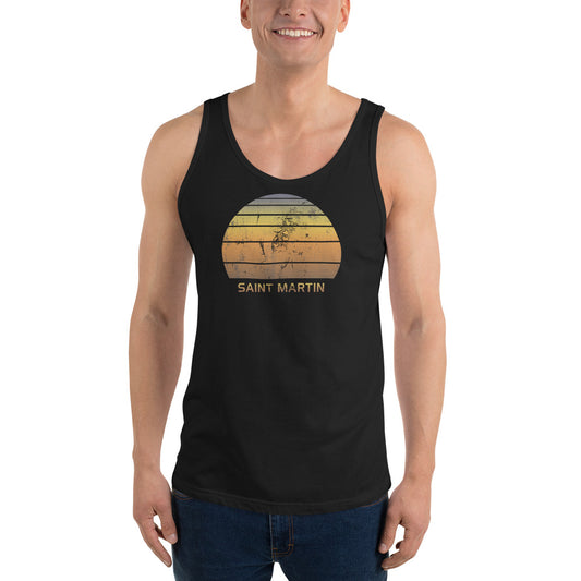 Retro Saint Martin Beach Vacation Souvenir Unisex Tank Top