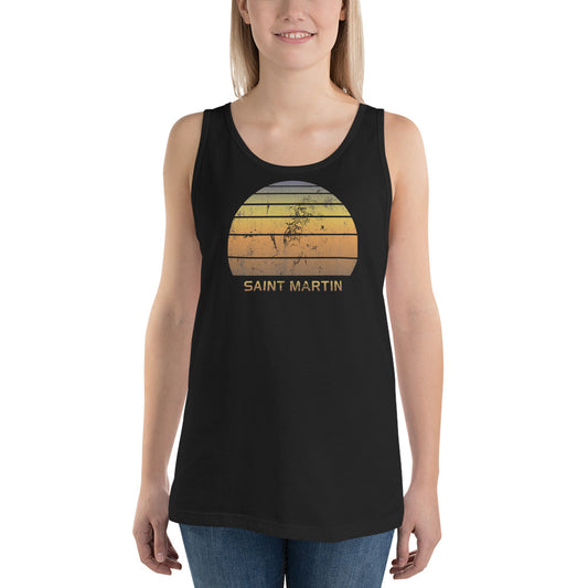 Retro Saint Martin Beach Vacation Souvenir Unisex Tank Top