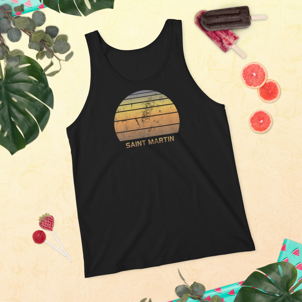 Retro Saint Martin  Beach Vacation Souvenir Unisex Tank Top