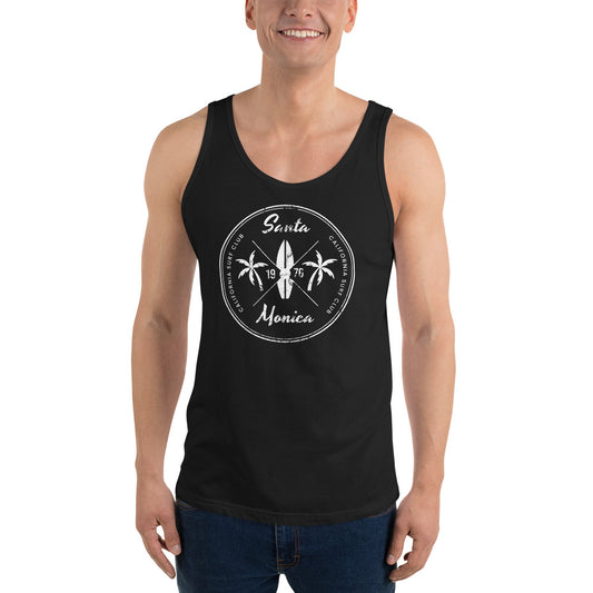 Retro Santa Monica California Surfing Fan Beach Unisex Tank Top