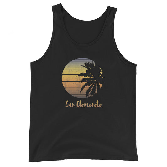 Retro San Clemente California Beach Vacation Souvenir Palm Tree Unisex Tank Top