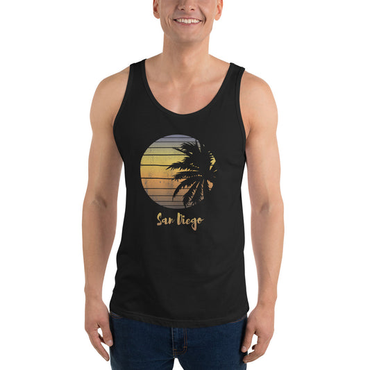 Retro San Diego California Beach Vacation Souvenir Palm Tree Unisex Tank Top